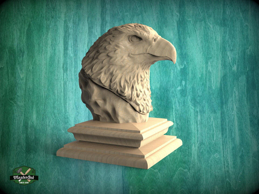 Eagle Finial for Stair Post, Eagle Bed Post Cap, Handcrafted Bird of Prey Sculpture, Carved Wooden Eagle Decor