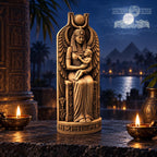 Isis and Horus Figurine, Egyptian Mother and Child Statue, Oak Wood Altar Decor, Seated Goddess Sculpture, Kemetic Gift
