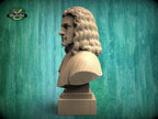 Isaac Newton Bust, Hand-Finished Wood Sculpture | Physics & Math Decor