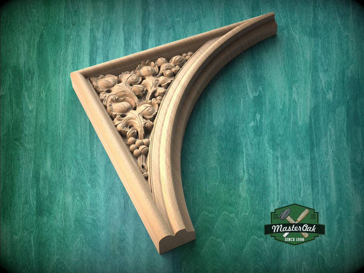 Gothic Victorian Wood Appliques, Mirrored Arch Corner Onlays, Carved Architectural Decor Pair