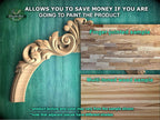 Baroque Style Wooden Arch Decoration – Classic Swirls and Foliage Design, 1pc, Unpainted, Carved Onlay, Carved Wood Arch