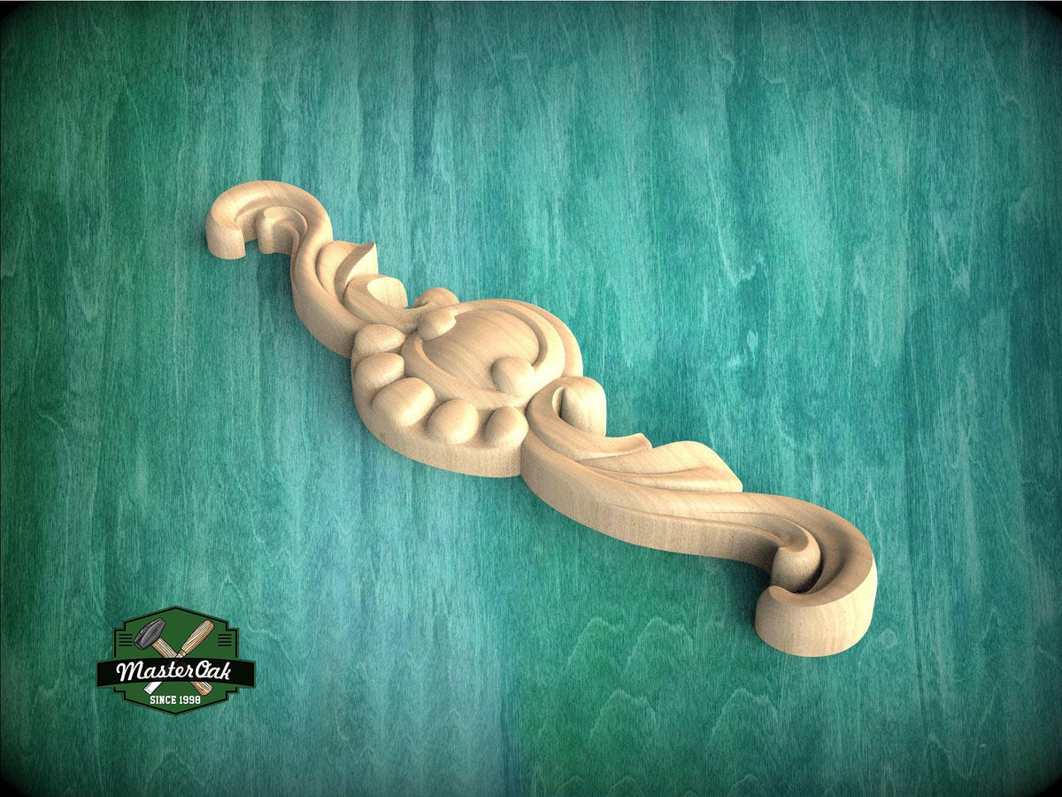 Mini Oval Scroll Applique – Compact Wood Ornament for Small Projects