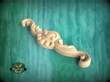 Load image into Gallery viewer, Mini Oval Scroll Applique – Compact Wood Ornament for Small Projects
