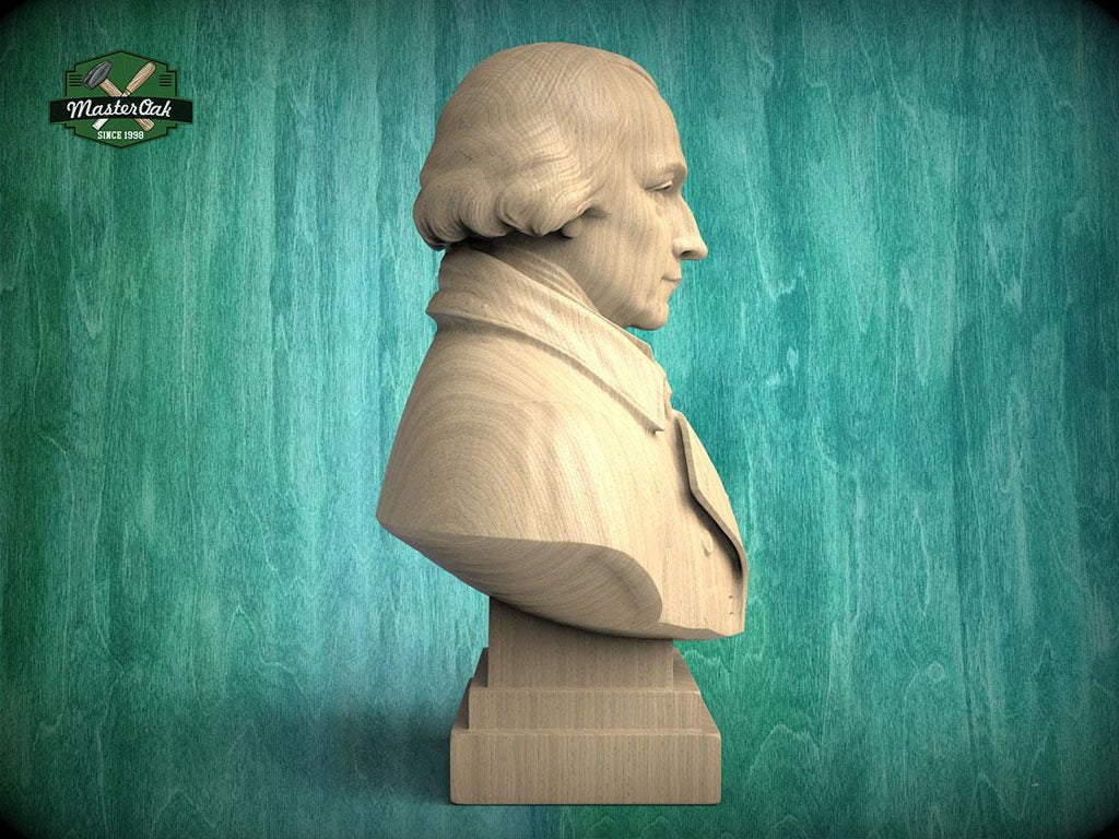 James Madison Bust, Hand-Finished Wood Sculpture | Presidential History Decor
