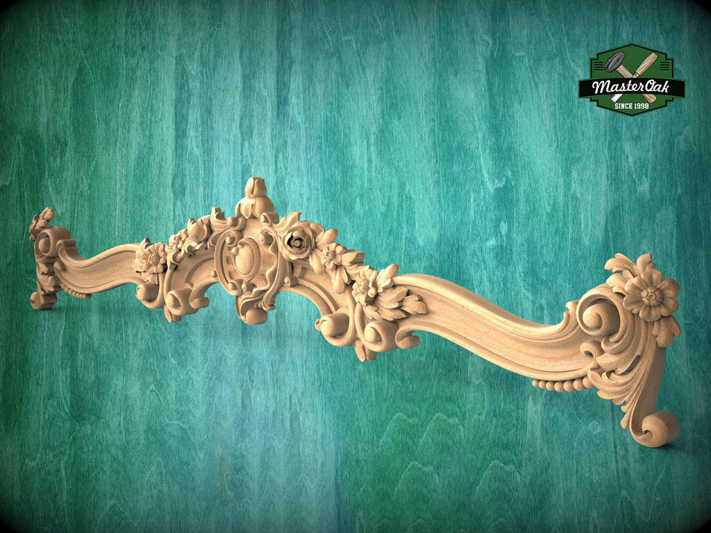 Le Roi Soleil Cornice - French Baroque Classicism Elegance, 1 pc, Unpainted, Baroque Pelmet, Classic carved curtain rod of wood