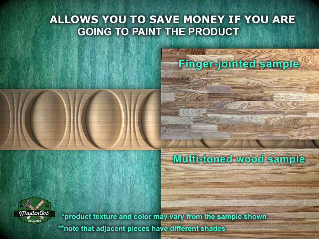 The image is a collage of three different wood samples, each showcasing a distinct texture and color. The text above the images states that the samples are related to painting a product, and the text below the samples provides information about the product's texture and color. The text also mentions that the product texture and color may vary from the sample shown, and that adjacent pieces have different shades.