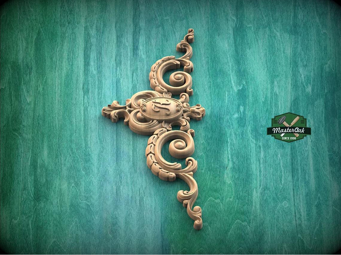 Personalized Classic Onlay with Volutes and Spirals - Home Decor Decoration, Unpainted, 1pc, Home Wall Embellishments, Furniture Carving
