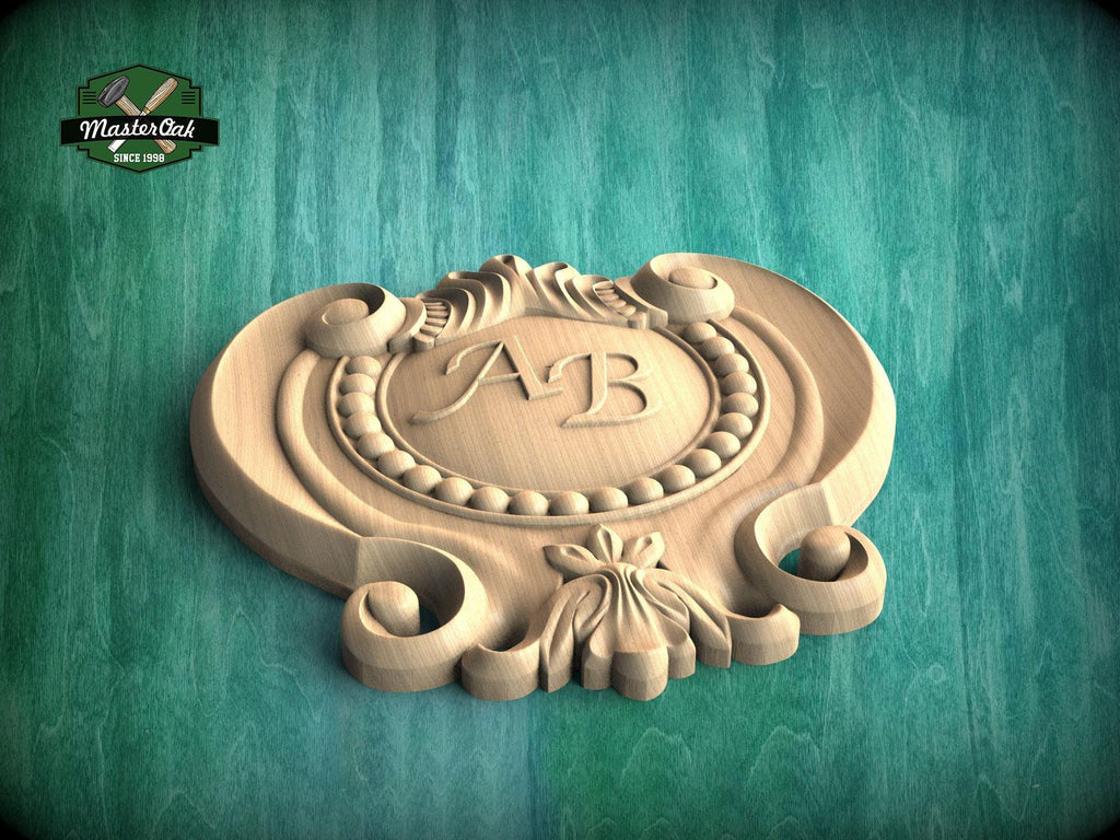 Personalized Acanthus & Beadwork Wooden Carved Onlay, Unpainted, 1pc, Home Wall Embellishments, Furniture Carving, Ornamental Woodwork