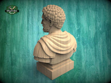 Load image into Gallery viewer, Marcus Aurelius Bust, Hand-Finished Wood Sculpture | Stoic Philosophy Decor
