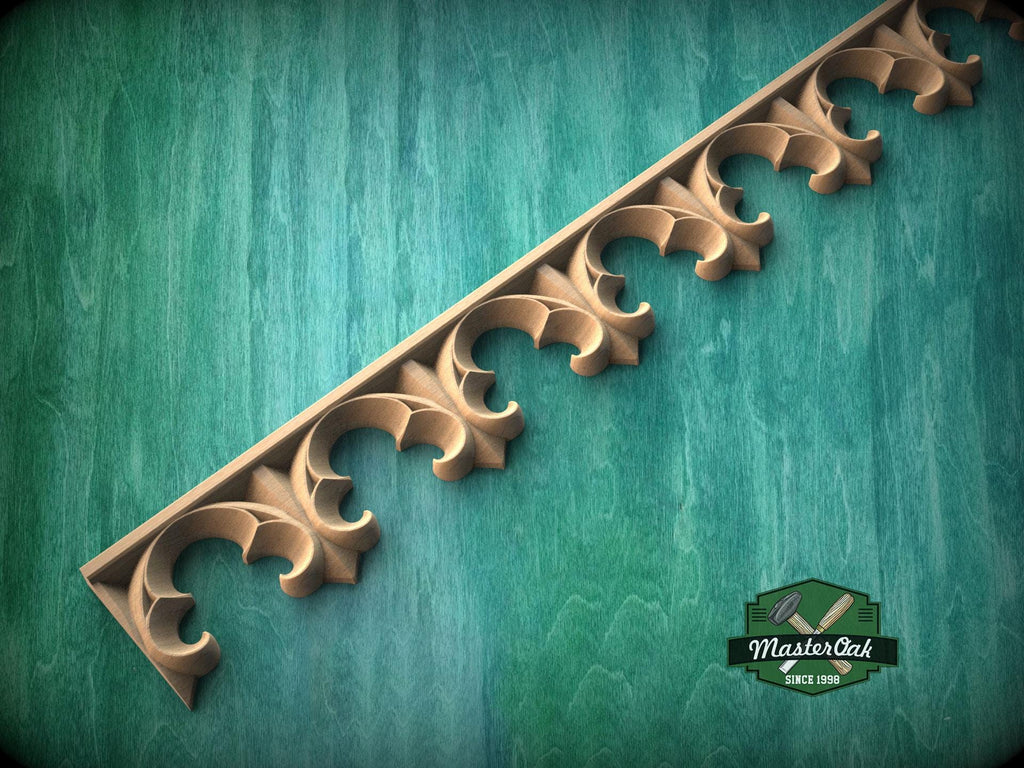Gothic Ornamental Wood Trim Molding | Carved and Hand-Finished Applique | Furniture or Frame Decor