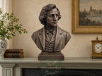 Frederic Chopin Bust, Hand-Finished Wood Sculpture | Romantic Composer Decor