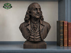 Wooden Benjamin Franklin Sculpture | Hand-Sanded & Hand-Toned | American History Decor