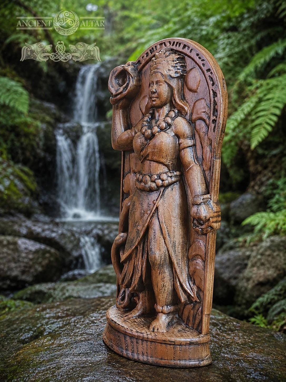 Hawaiian Goddess Kapo Statue: Oak Altar Piece, Polynesian Decor