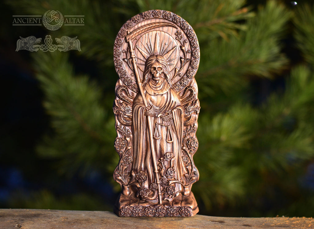 Custom order. Santa Muerte Statue – Enlarged size, 15 inches, Pagan Occult Altar Decor, Goddess of Protection, Justice and Transition