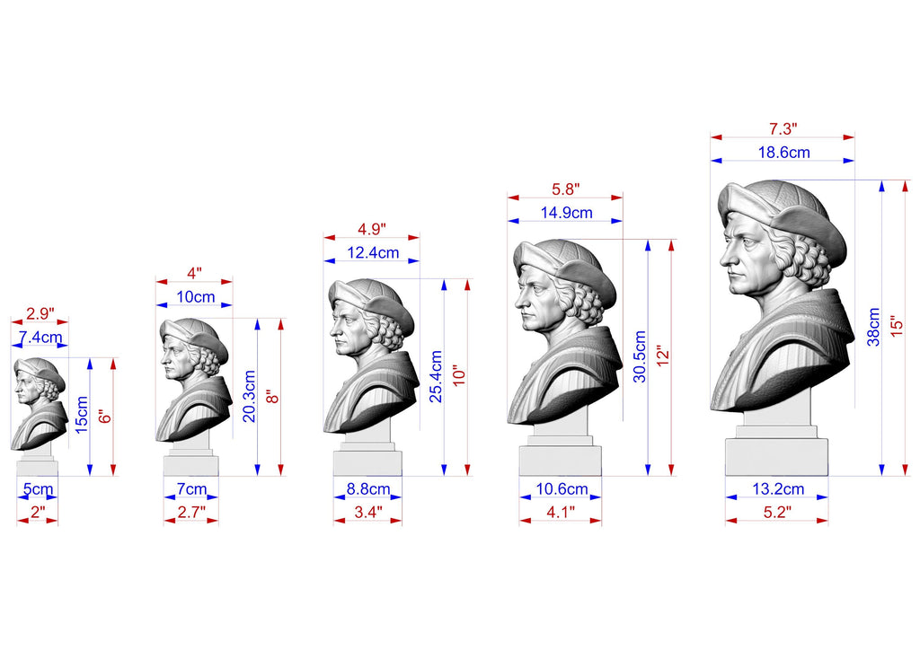 Christopher Columbus Bust, Hand-Finished Wood Sculpture | Age of Exploration Decor