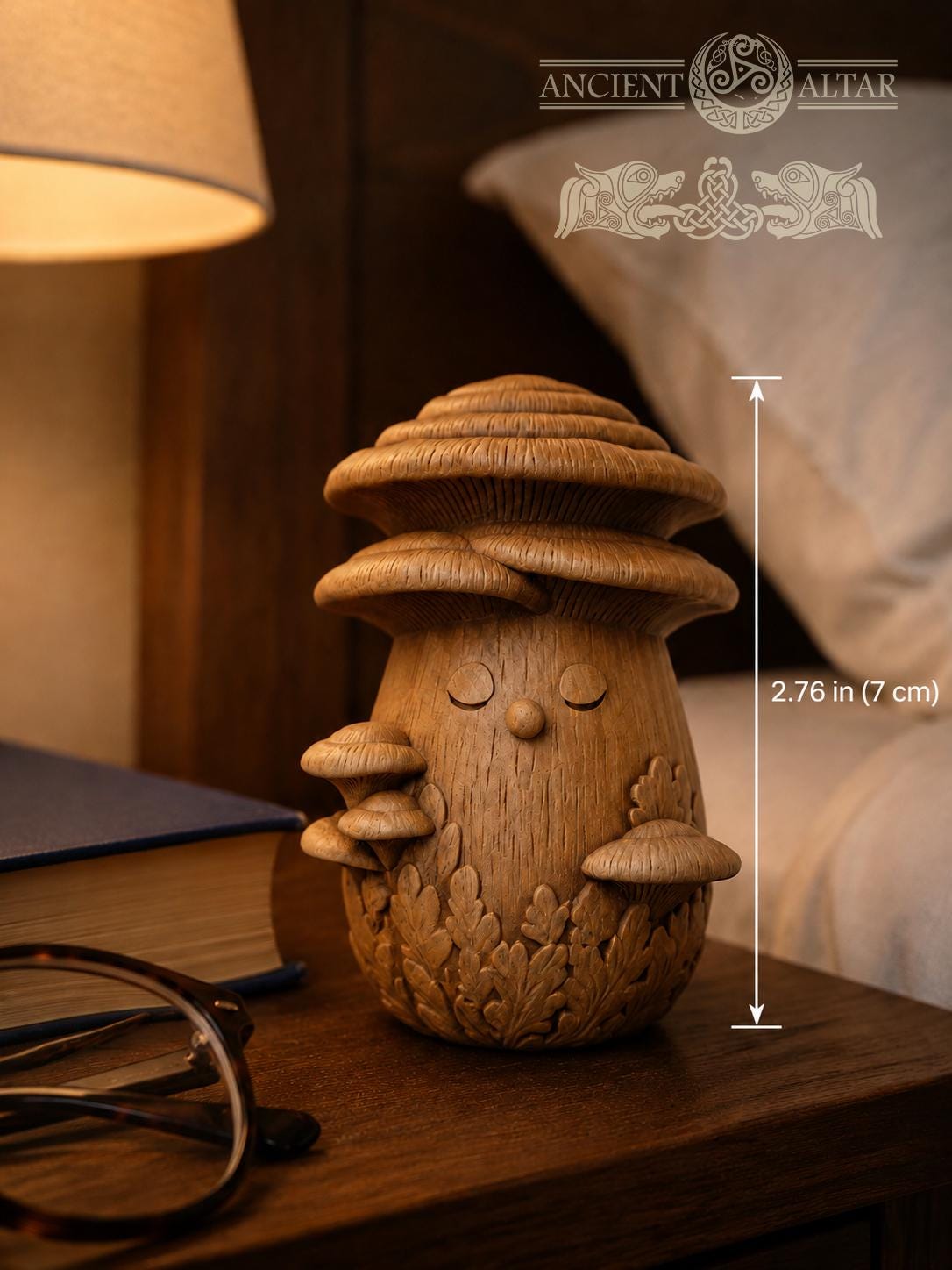 Wooden Mushroom Spirit Figurine, Oak Forest Guardian, Cottagecore Woodland Decor, Small Nature Lover Gift