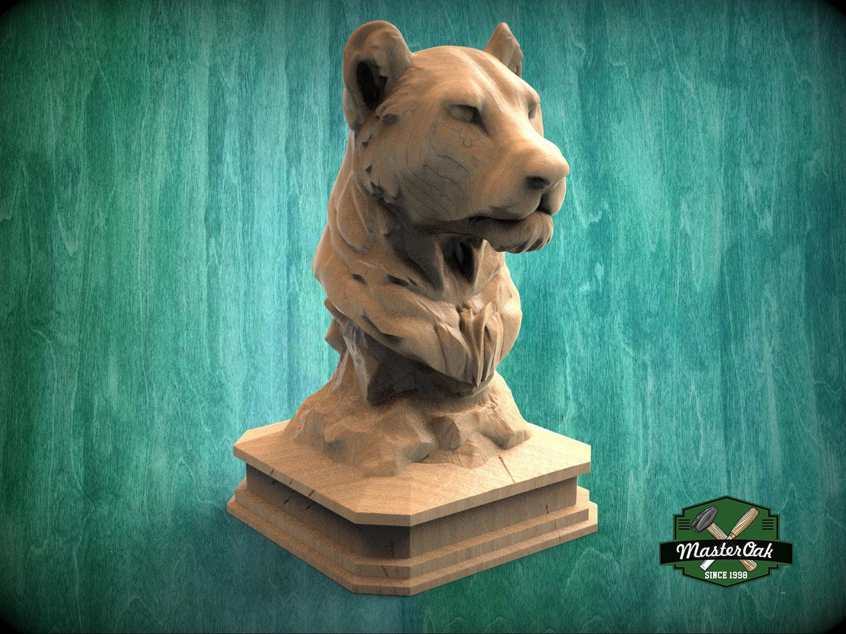 Lioness Bust , Lioness statue for Staircase Newel Post, Lioness finial bed post, Animal Post Cap for Rustic Interiors, 1pc, Unpainted