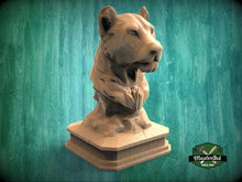 Load image into Gallery viewer, Lioness Bust , Lioness statue for Staircase Newel Post, Lioness finial bed post, Animal Post Cap for Rustic Interiors, 1pc, Unpainted
