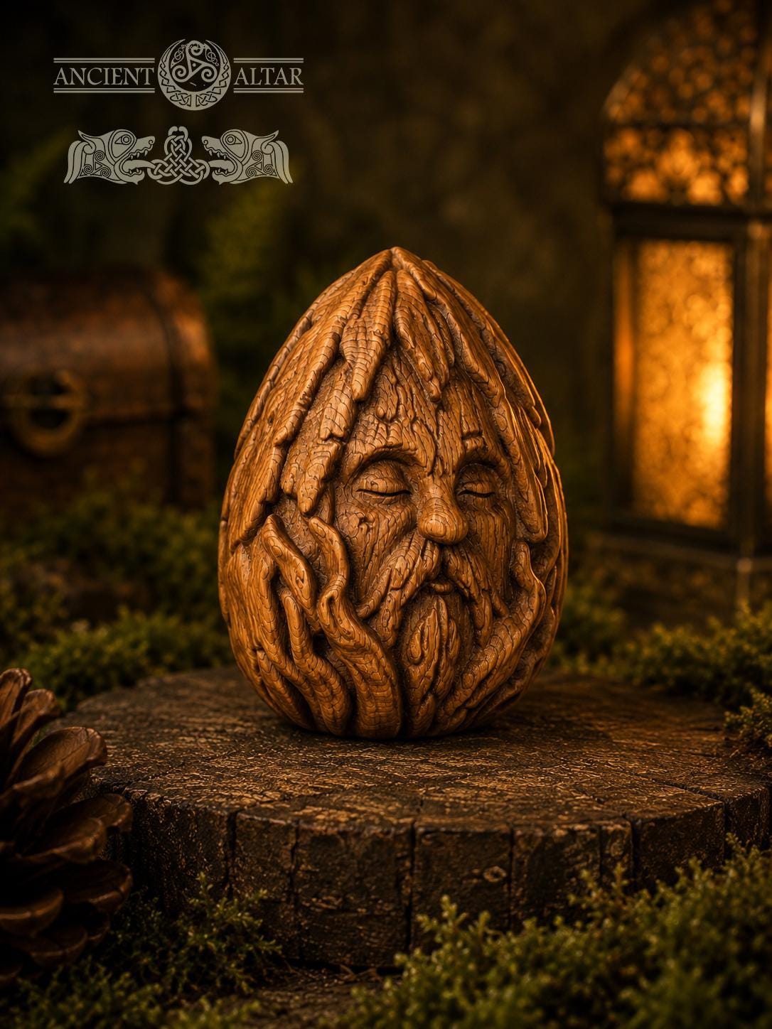 Wooden Forest Spirit Figurine – Ancient Bark Sage, Woodland Guardian Decor