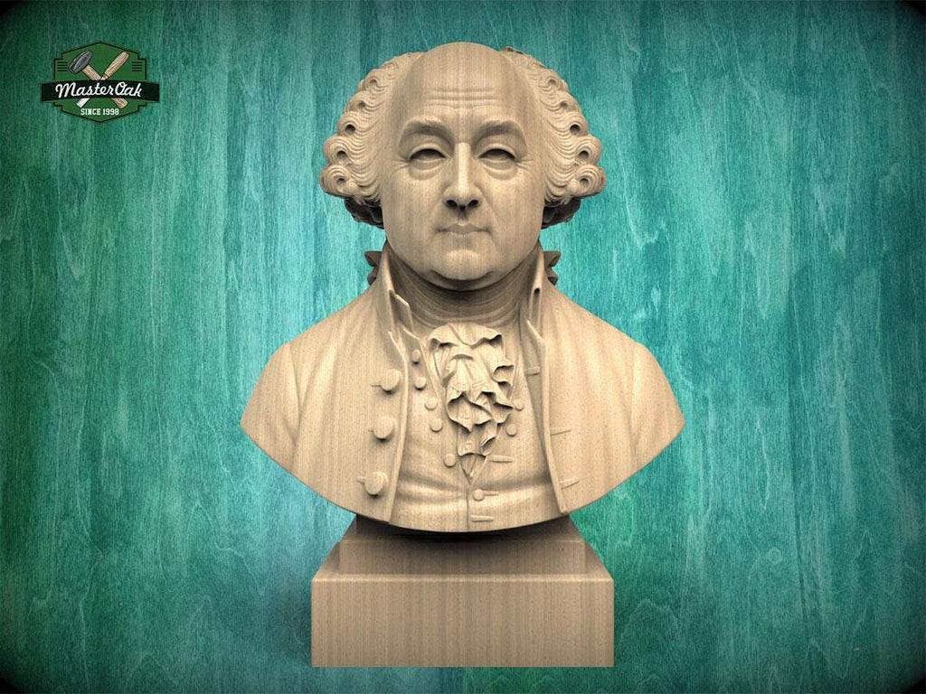 John Adams Bust, Hand-Finished Wood Sculpture | American Presidents Decor