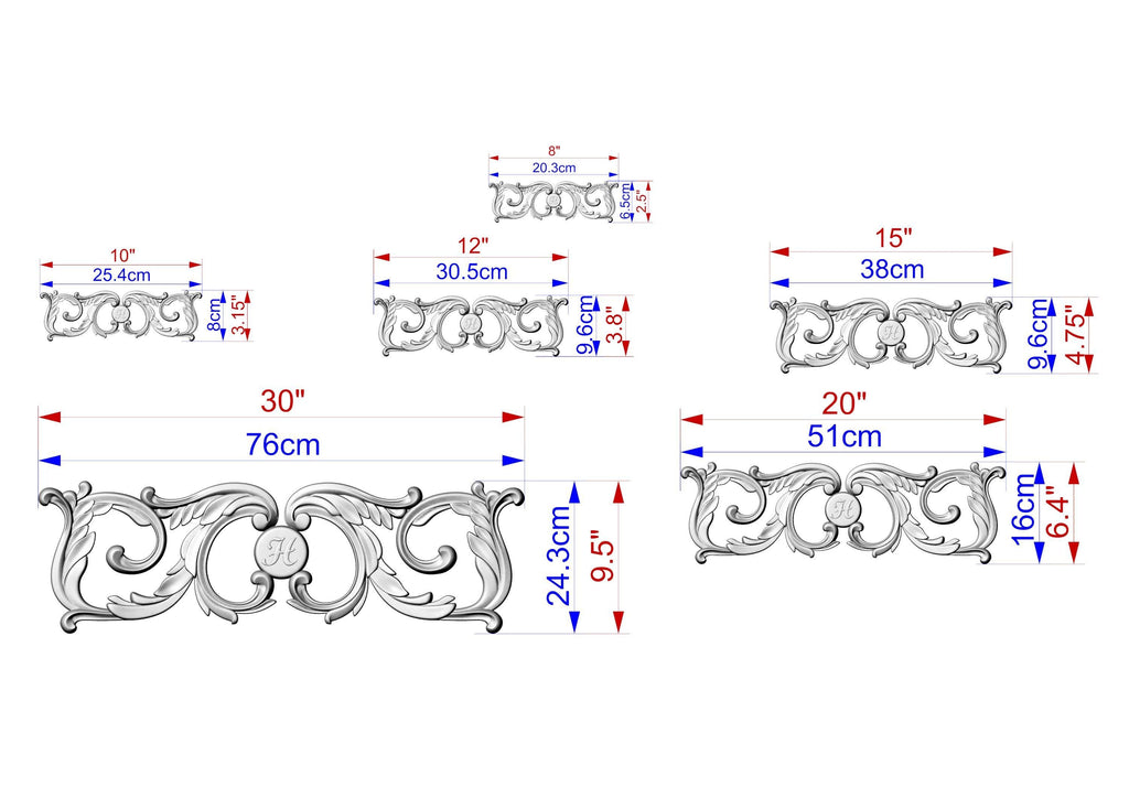 Personalized Unpainted Wood Carved Applique Onlay, 1pc, Home Wall Embellishments, Furniture Carving, Wood Onlay