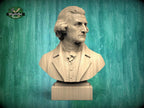 Thomas Jefferson Bust, Hand-Finished Wood Sculpture | American History Decor