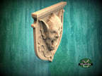 Gothic Grotesque Corbel – Vampire Gargoyle Mask on Heraldic Shield, Medieval Gothic Revival Decor, 1pc, Unpainted