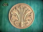 Interior Wood Ornament: Round Wood Rosette, Artisanal Wooden Medallion, 1 pc, Unpainted, Decorative Rosettes, Wooden Rosette Detai