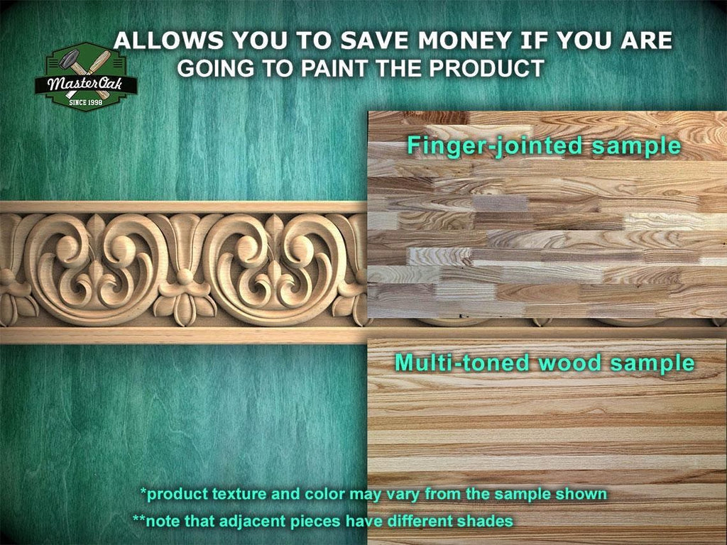 Wooden Moulding with Botanical Motif - Classic Rococo Flourish Style , 40" Classic & Modern Decor, 1 pc, Unpainted, Wood Carved Baguette