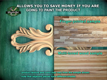 Load image into Gallery viewer, Elegant acanthus carving – ornamental wood applique with scroll leaves
