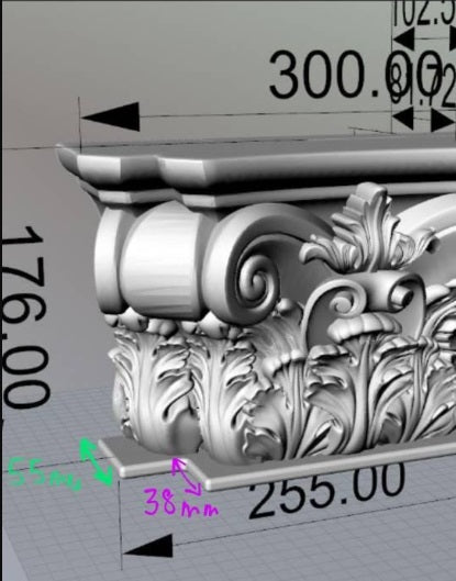 Custom order. Corinthian Elegance - Carved Wooden Capital with custom design, 11pcs, Unpainted, Multitoned ash