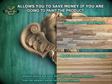 Load image into Gallery viewer, Angel Head Carved Wood Applique, Angel with wings, Carved Angel, religion decor, carved decoration of wood, wooden onlay
