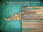 Ornate Wooden Scrollwork Applique for Home Decoration, Unpainted, Wood applique for fireplace surround and mantel