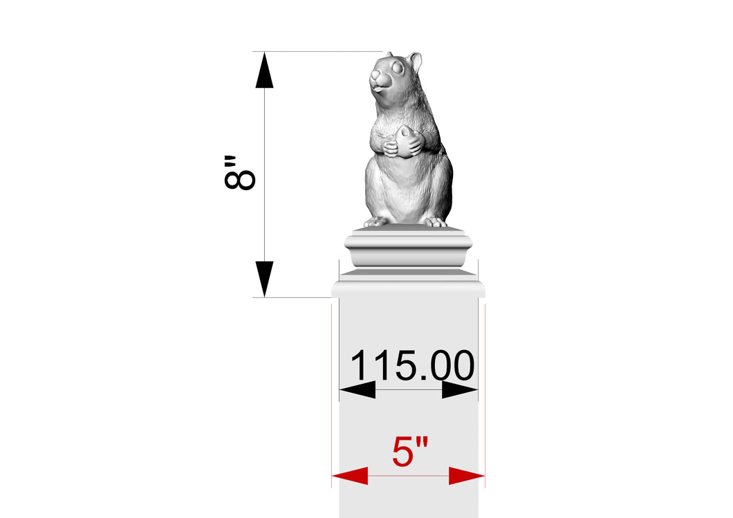 Custom order. Squirrel Wooden Finial for Staircase Newel Post. Hight - 8