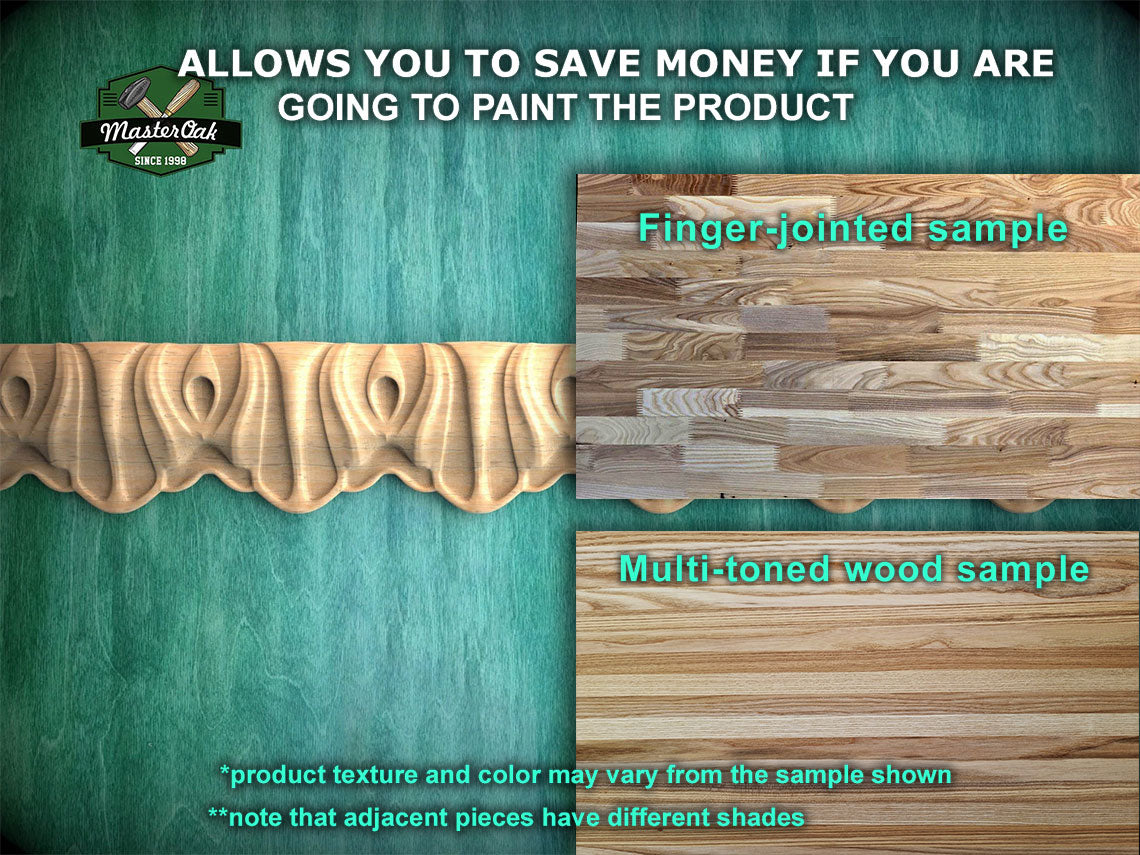 Wave-Patterned Wood Moulding – Elegant Eco-Friendly Decor,  40" Symmetrical Design Trim, 1 pc, Unpainted, Baguette