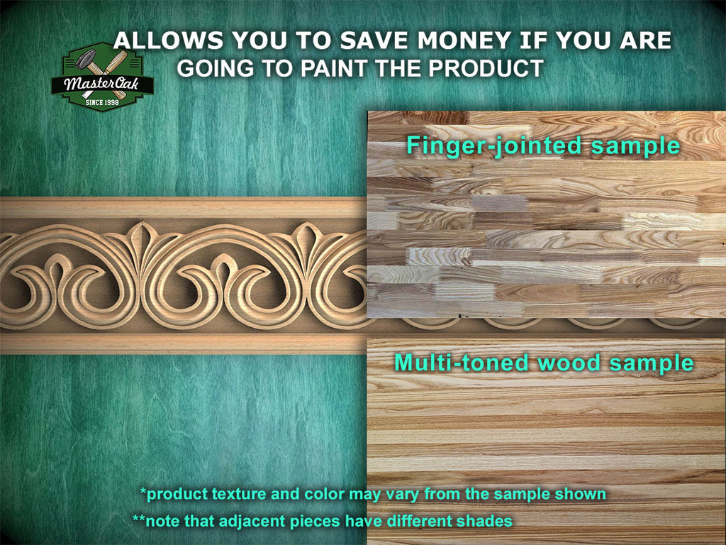 Artistic Carved Wood Moulding with Unique Swirl Motifs,  40" Decorative wooden moulding for cornices and friezes, 1 pc, Unpainted, Baguette