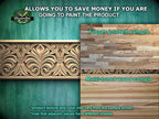 Classic Foliage Frieze Wooden Molding – Symmetrical Carved Design,  40" Intricate Leaf Pattern Wood Molding, 1 pc, Unpainted, Baguette