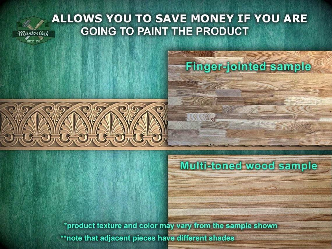 Rococo solid wood moulding with sea shells,  40" classical wood cabinet moulding