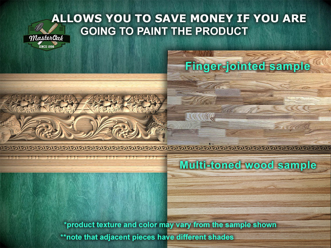 Carved Wooden Molding with Mask and Oak Leaf Pattern – Classic Interior Element, 40" Elegant Wood Detail, 1 pc, Unpainted, Carved Moulding