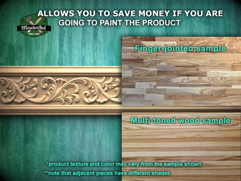 Flowing Foliage Wooden Moulding – Artisanal Craftsmanship,  40" , 1 pc, Unpainted, Classic Scroll Leaf Carved Moulding Baguette