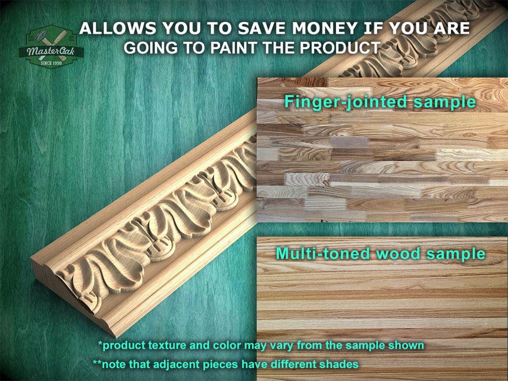 Classic Acanthus Rhythm Moulding - Greek Revival, 40" Elegant Wood Detail, 1 pc, Unpainted, Carved Baguette