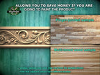Romantic Flowers Wood Carved Moulding – Classic Frieze Design,  40" , 1 pc, Unpainted, Floral Elegance Wood Baguette, Furniture Moulding