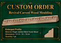Custom order. Revival Carved Wood Molding with an enlarged profile. Finger-jointed multi-tonal wood (1 piece).