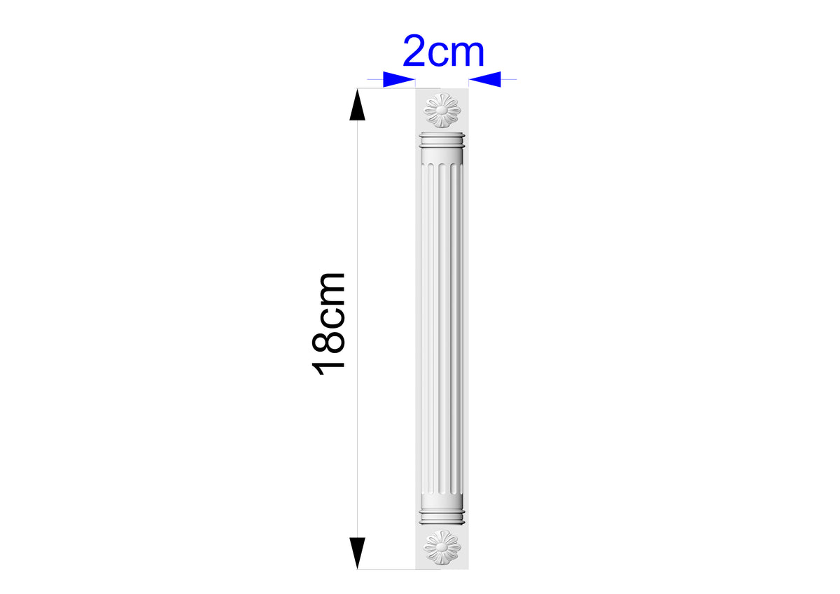 Custom order. Handcrafted wooden Classic style fluted pilaster miniature , 18x2 cm, Set of 2pcs, Alder