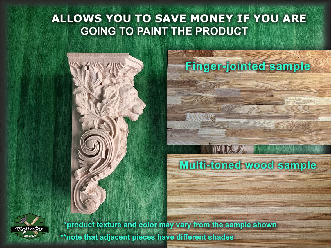 Pair of Corbels Lion, Unpainted, Decorative Carved Wooden Corbel, Home Wall Embellishments, wood onlays, wood wall art decor