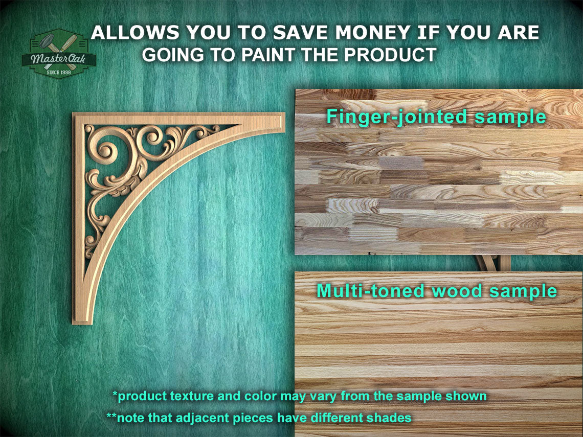 Arched Wood Carving (pair) made of wood, Set of 2pc, decorative wood, Classical-style hardwood acanthus cabinet onlays
