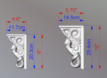 Load image into Gallery viewer, Custom order. Set with carved decor - Mermaid Corbels; Square Carved Decors, Ash wood
