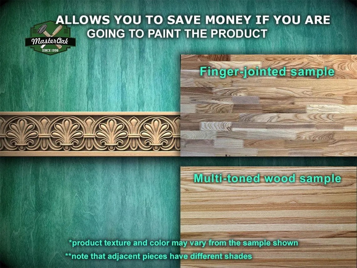 Rococo-Inspired Carved Wood Molding – Luxurious Ornamentation,  40" , 1 pc, Unpainted, Rectangular Wooden Baguette, Furniture Moulding