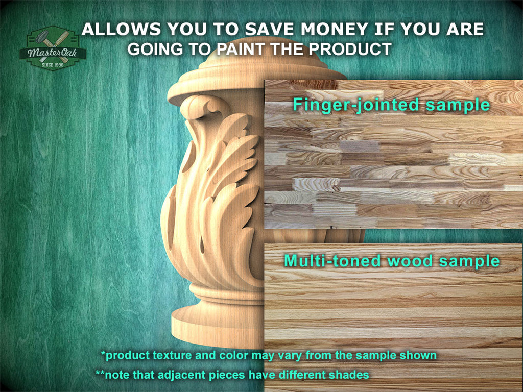 Decorative Wooden Newel Cap With Acanthus Leaves from solid wood, Staircase Newel Post Cap, Bed finials