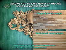 Load image into Gallery viewer, Baroque Reaper&#39;s Crest , 1pc, Horizontal wooden floral center onlay with skull, horizontal decor, carved decoration of wood, wooden onlay
